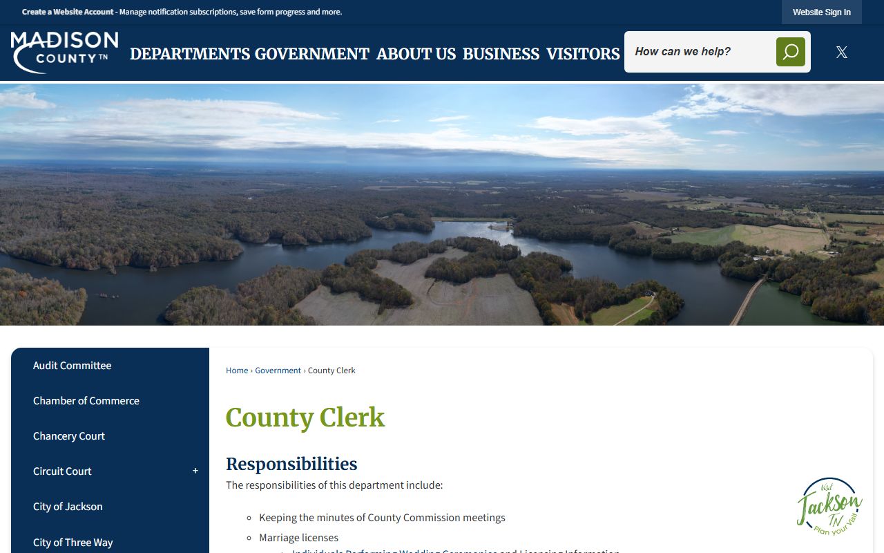 Jackson Madison County Clerk obituary records