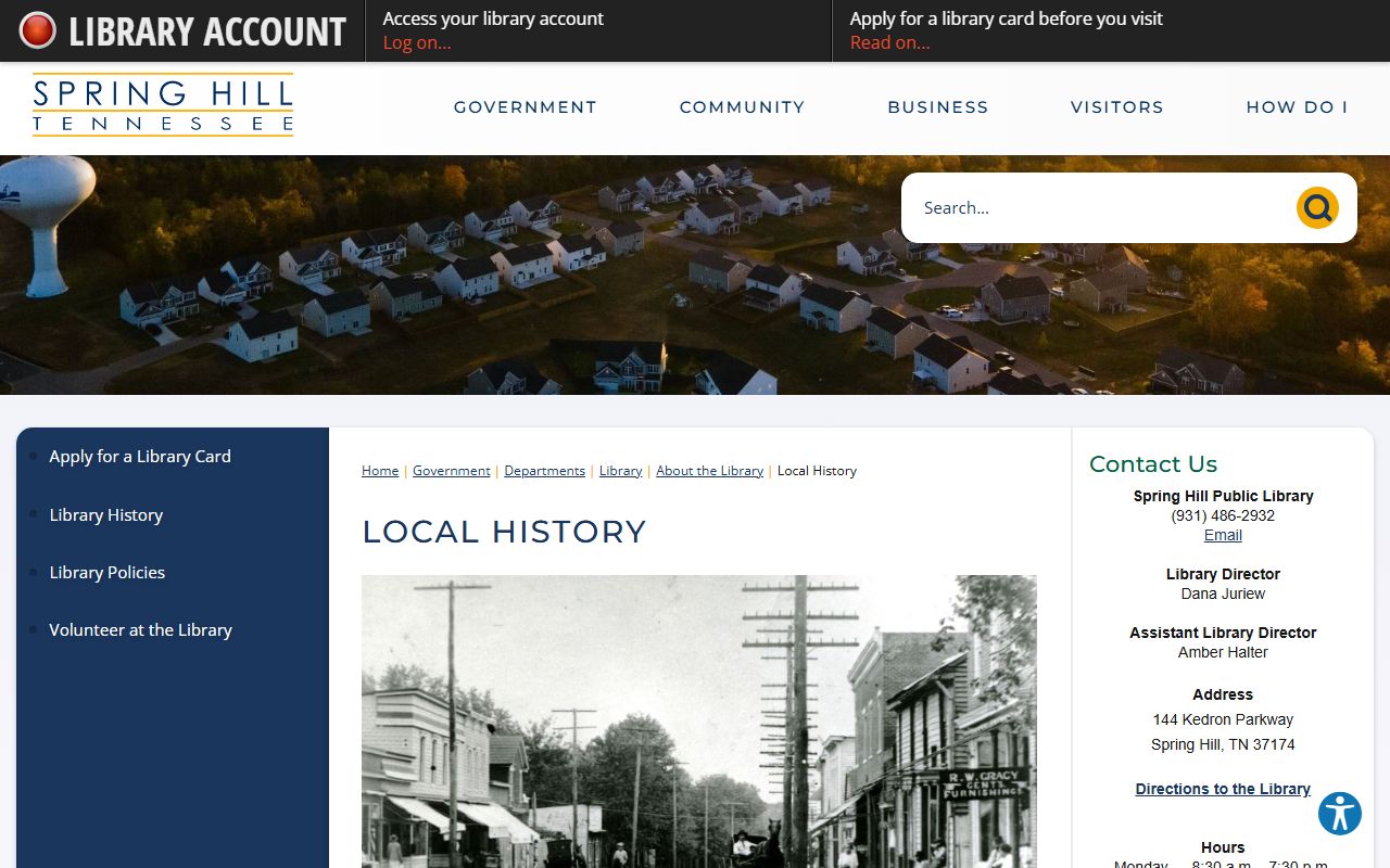 Spring Hill local history obituary records