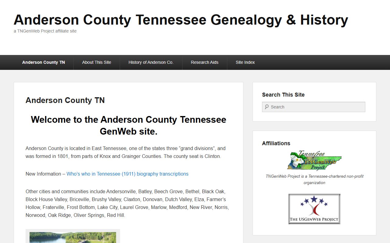 Anderson County obituary records on TNGenWeb