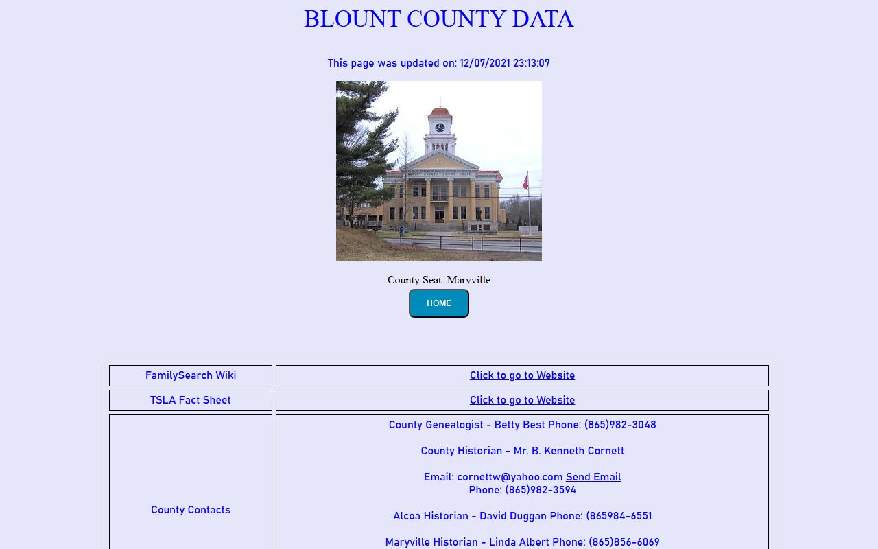 Blount County obituary records image from the Tennessee Genealogical Society county page