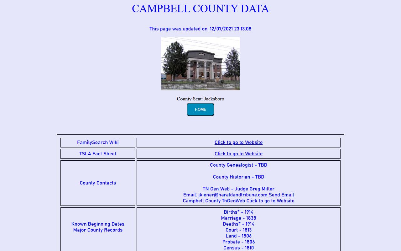 Campbell County obituary records image from the Tennessee Genealogical Society county page