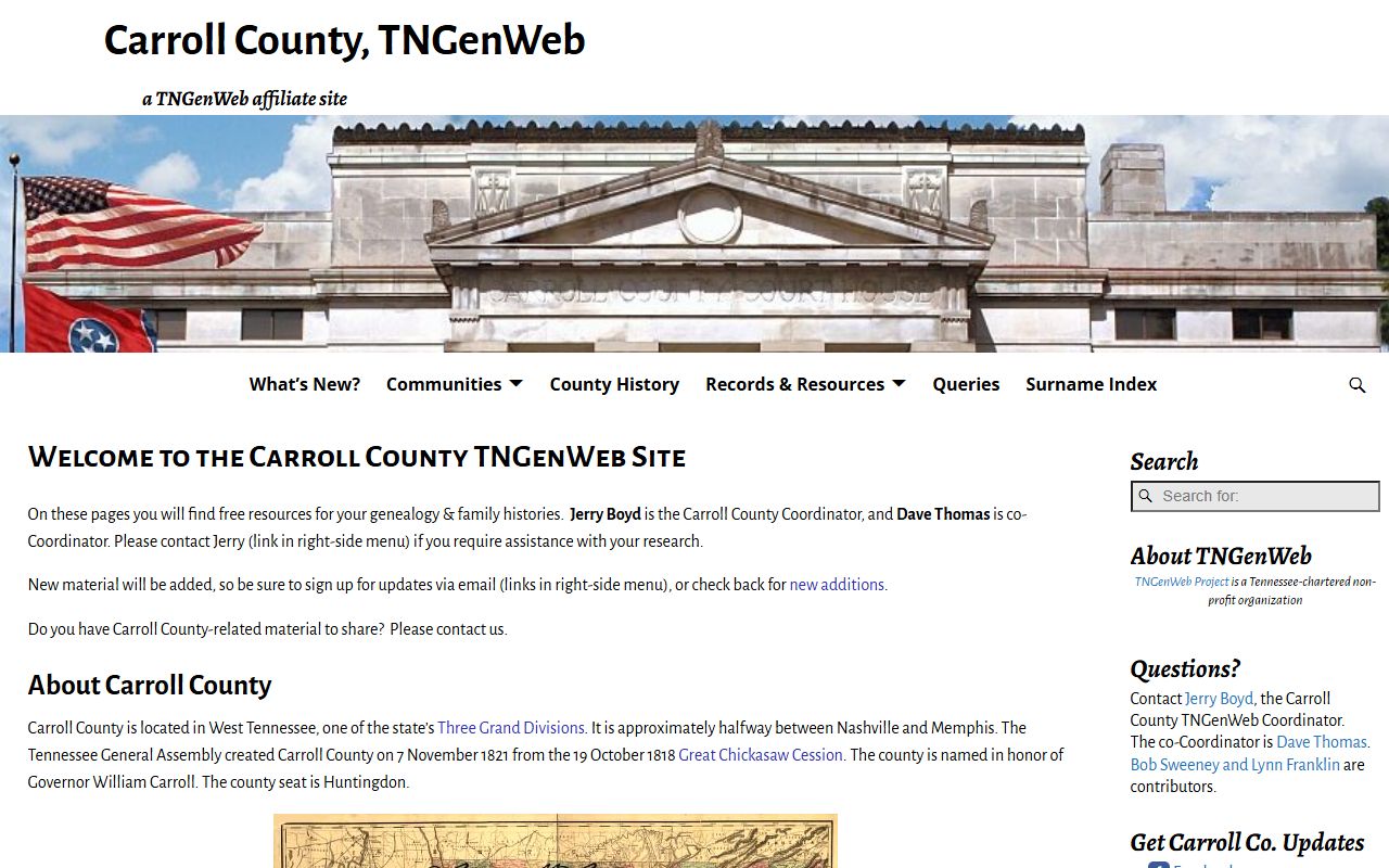 Carroll County obituary records at the TNGenWeb site
