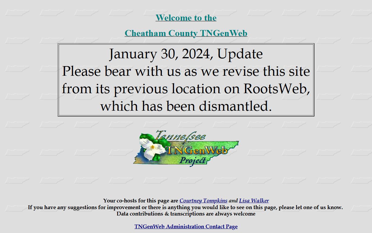 Cheatham County obituary records at the TNGenWeb county page