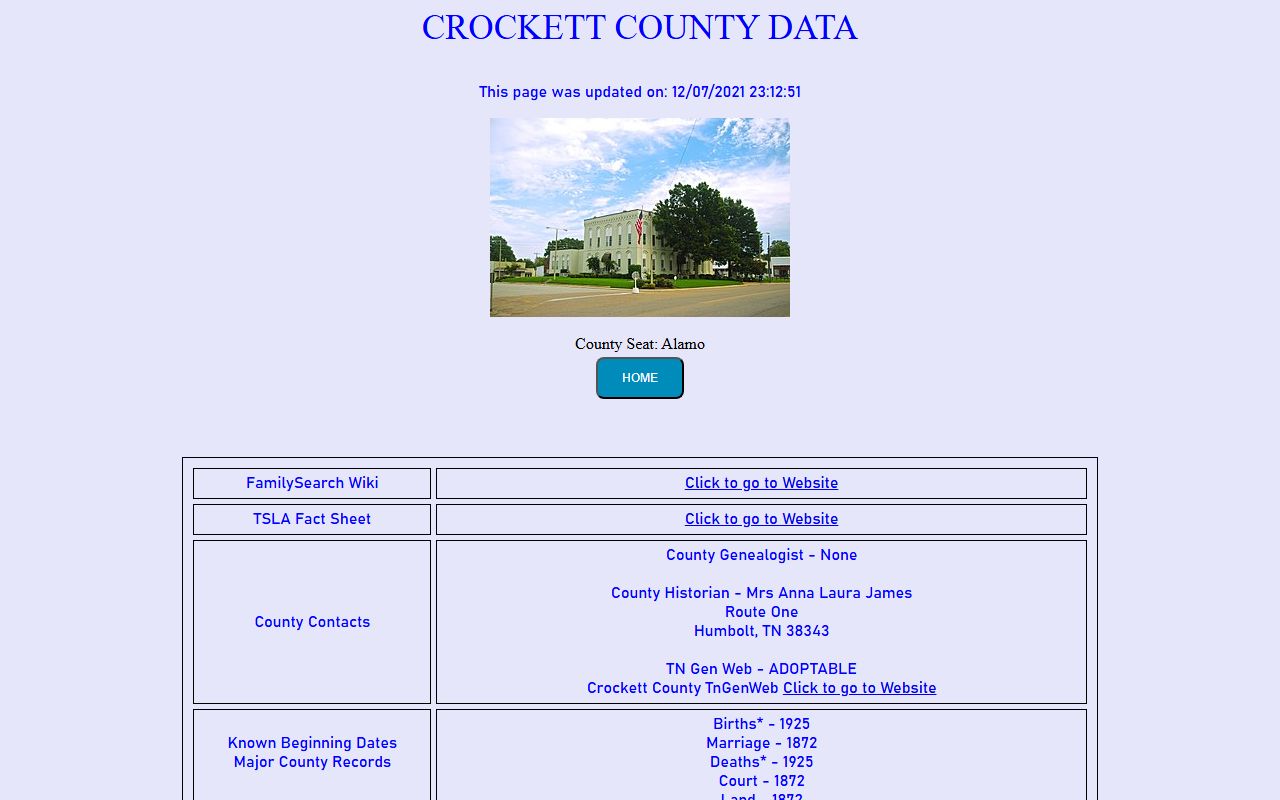 Crockett County obituary records on Tennessee Genealogical Society county page