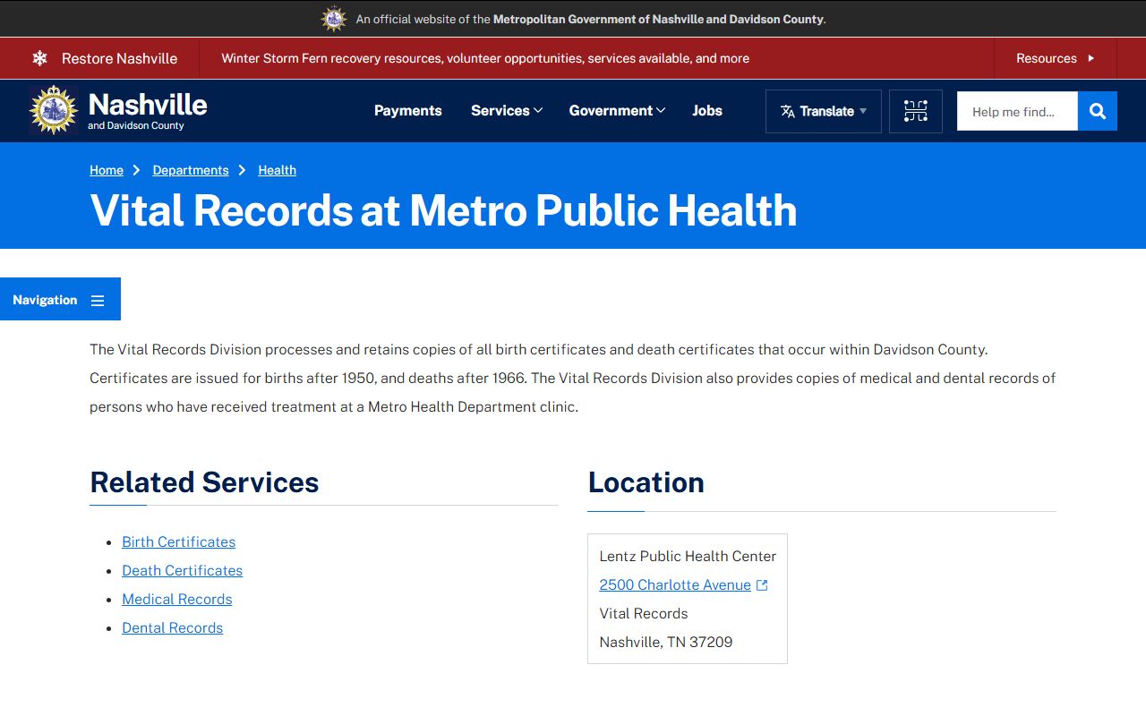 Davidson County Nashville vital records obituary records