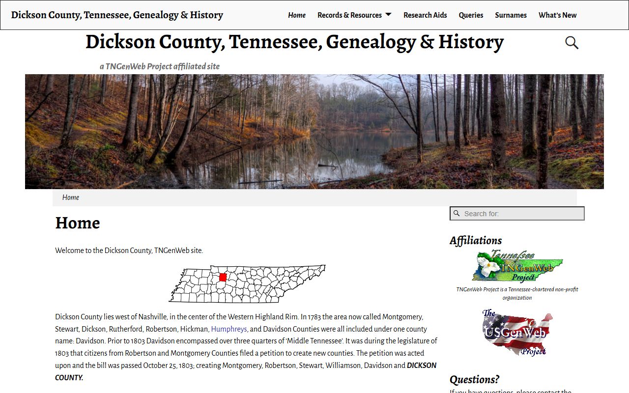 Dickson County obituary records on TNGenWeb