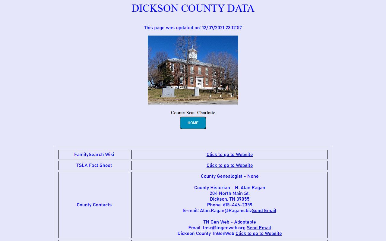 Dickson County obituary records on the Tennessee Genealogical Society county page