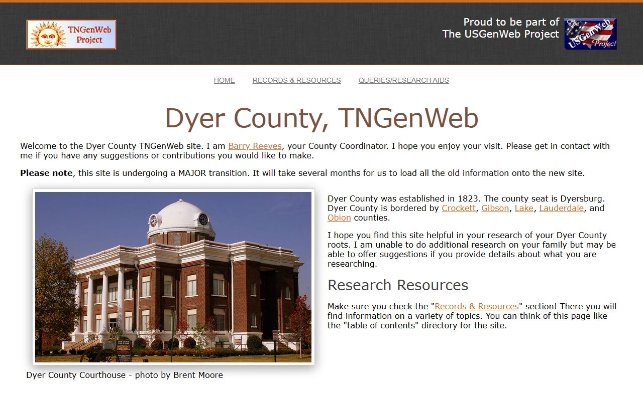 Dyer County obituary records on TNGenWeb