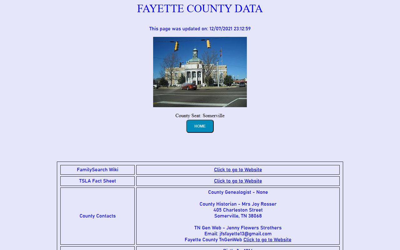 Fayette County obituary records on the Tennessee Genealogical Society county page
