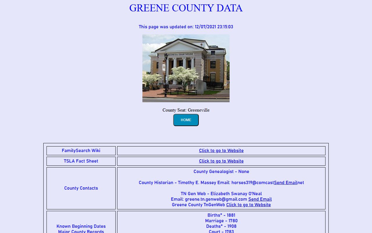 Greene County obituary records at Tennessee Genealogical Society county page
