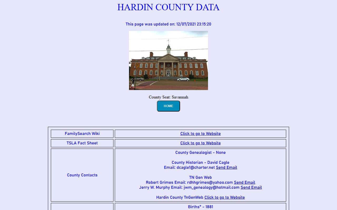 Hardin County obituary records on Tennessee Genealogical Society county page