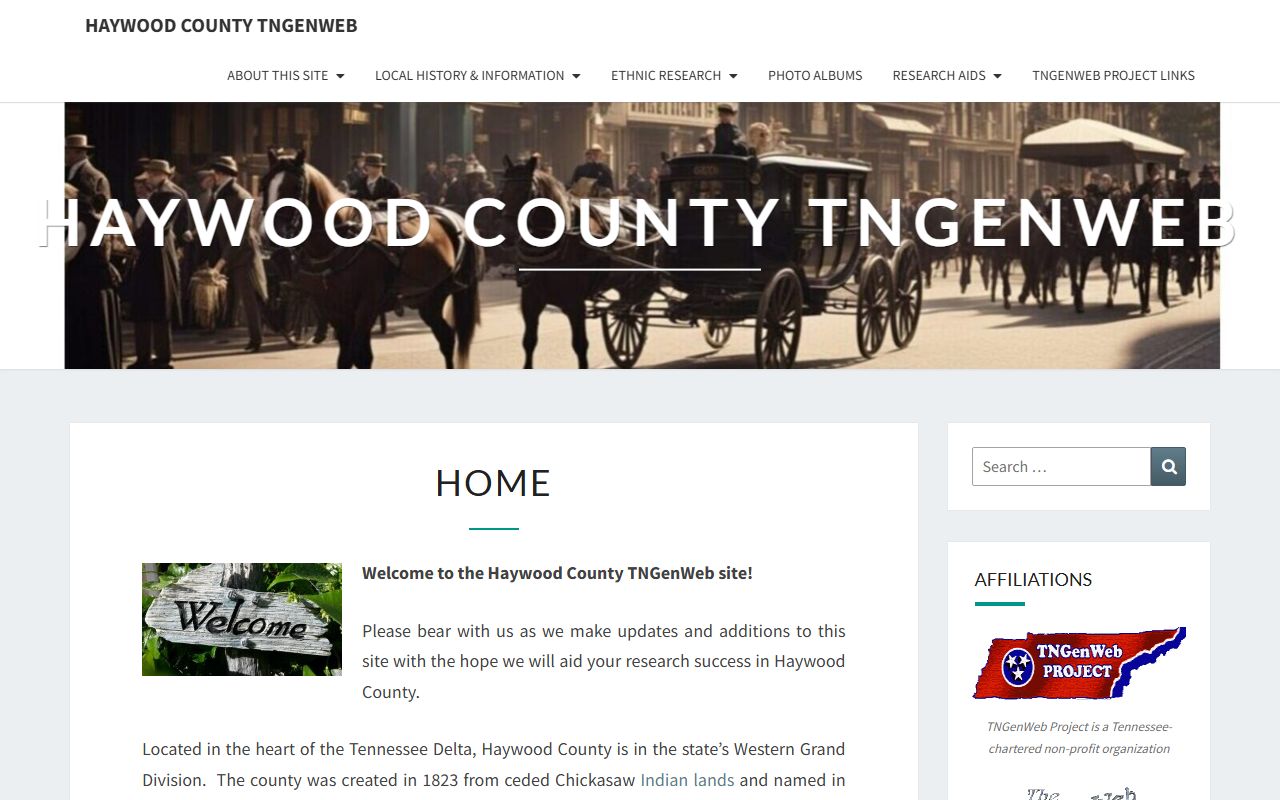 Haywood County obituary records on the TNGenWeb county page