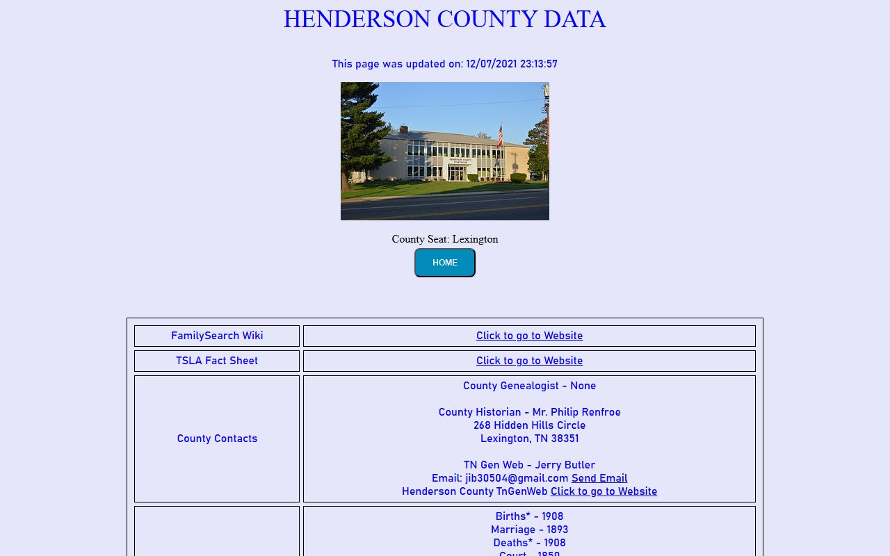 Henderson County obituary records on the Tennessee Genealogical Society county page