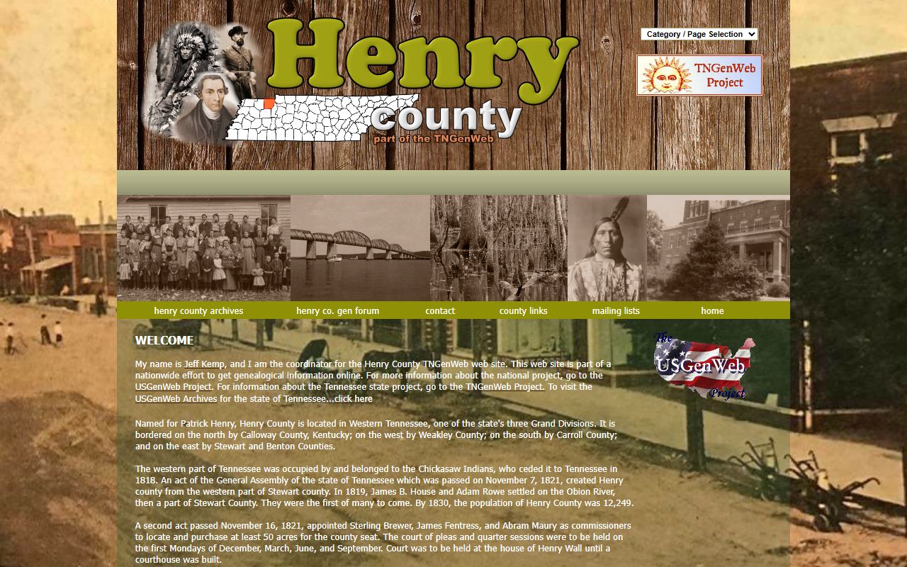 Henry County obituary records on the TNGenWeb county page