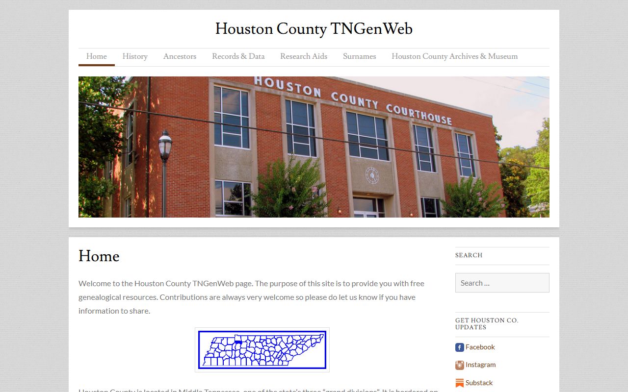 Houston County obituary records on the TNGenWeb county page