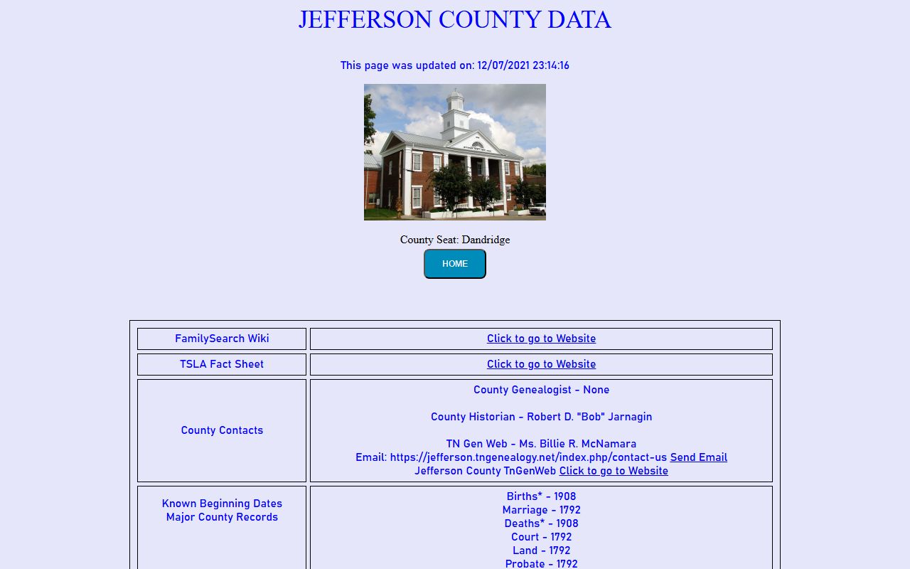 Jefferson County obituary records on the Tennessee Genealogical Society county page