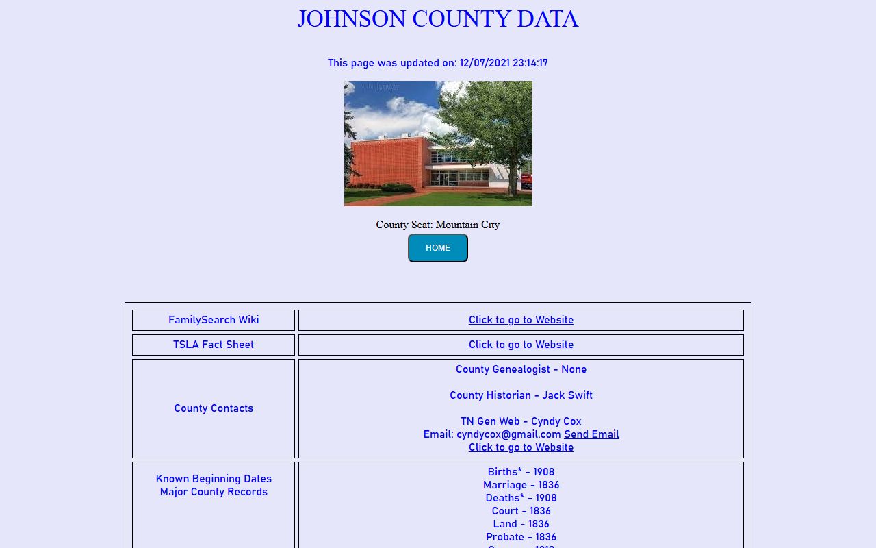 Johnson County obituary records on the Tennessee Genealogical Society county page
