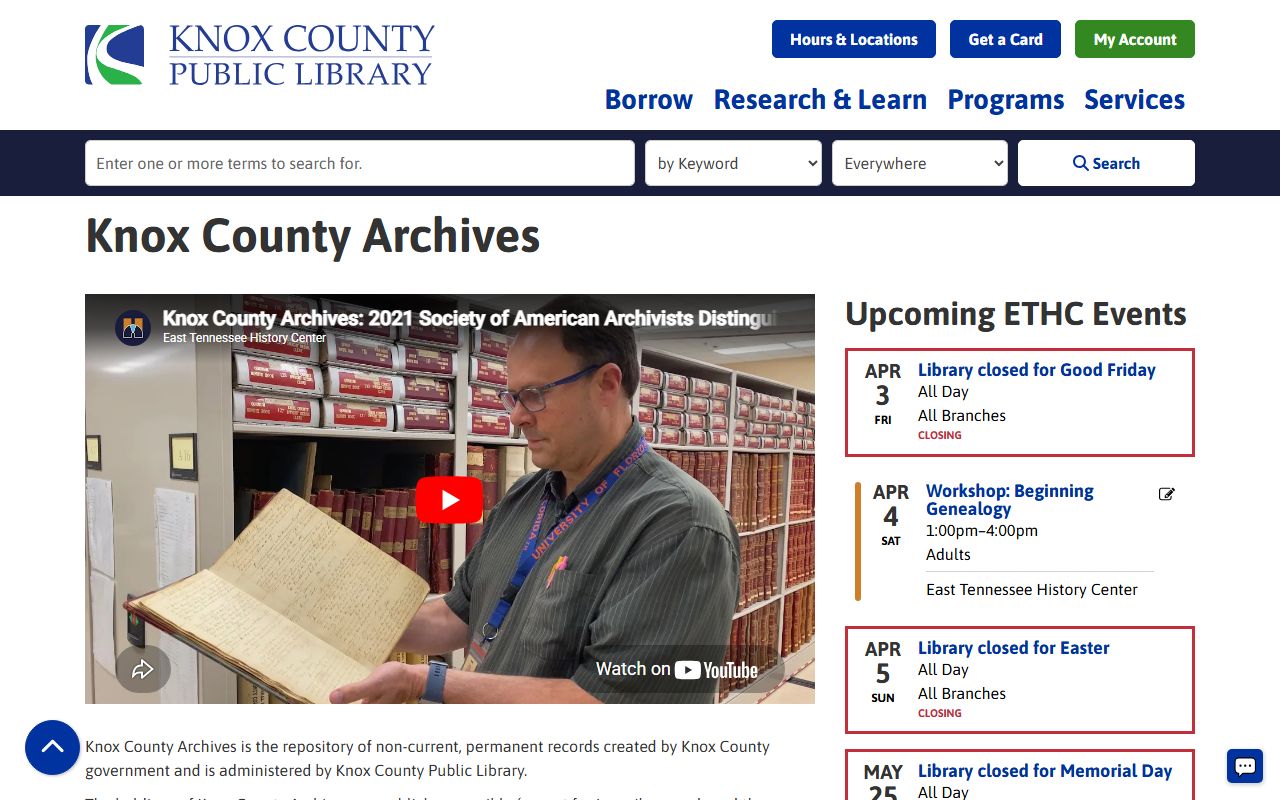 Knox County obituary records image from Knox County Archives
