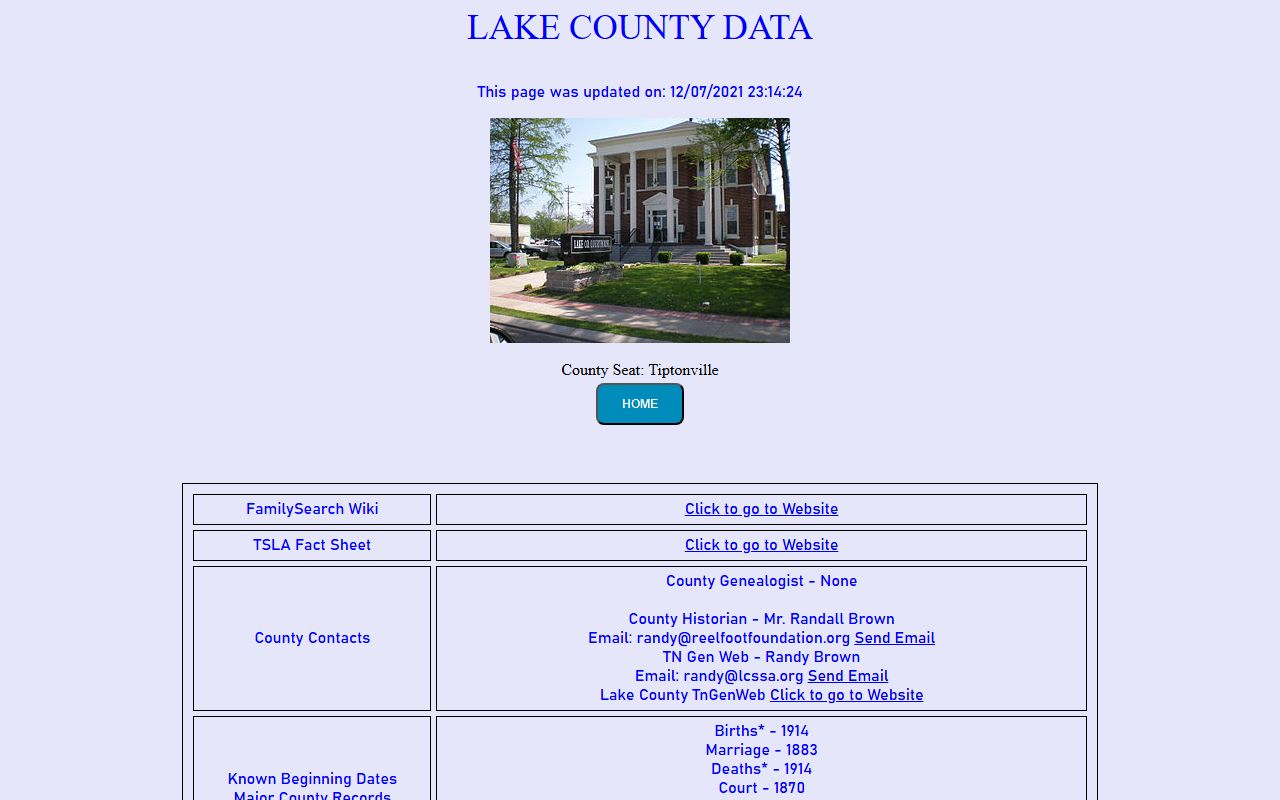 Lake County obituary records image from the Tennessee Genealogical Society county page
