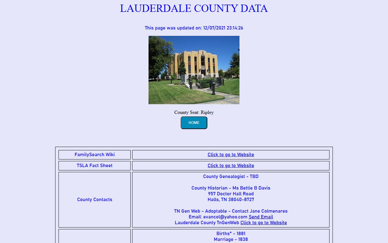 Lauderdale County obituary records image from the Tennessee Genealogical Society county page