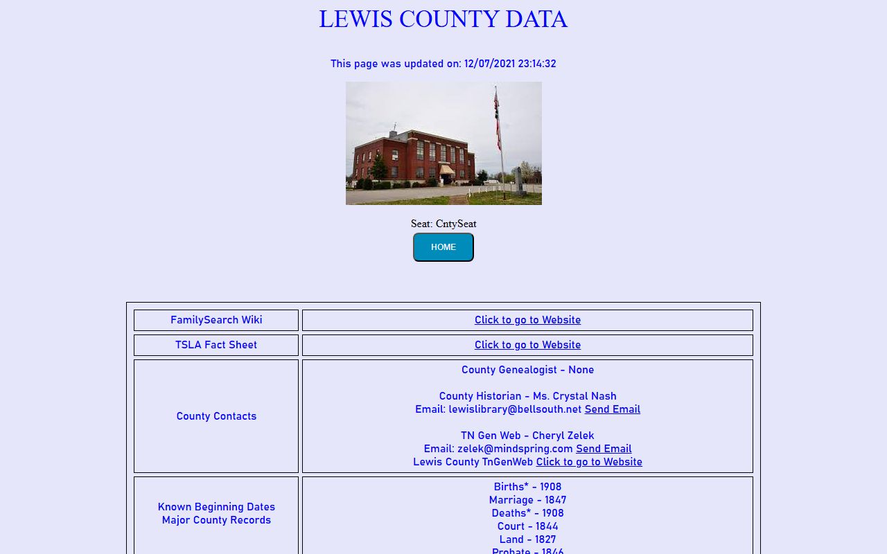 Lewis County obituary records at Tennessee Genealogical Society county page