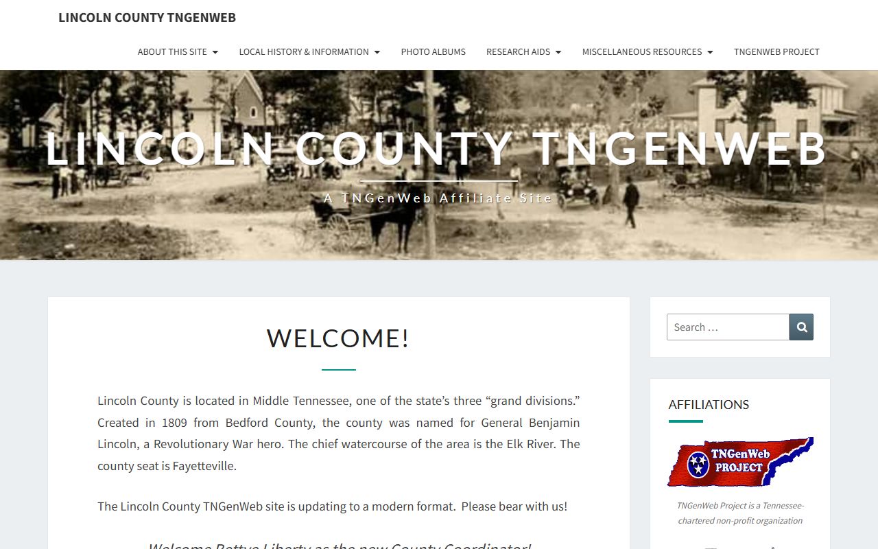 Lincoln County obituary records at Lincoln County TNGenWeb