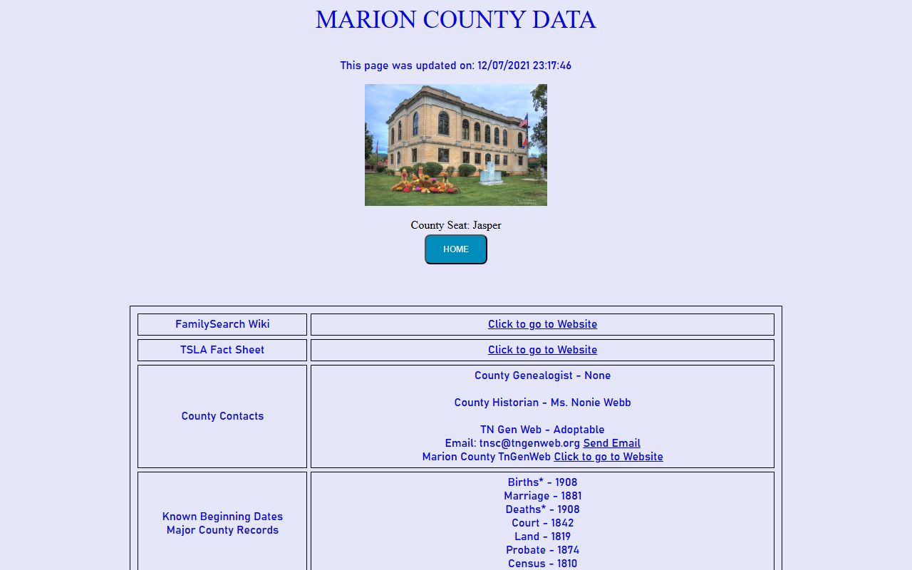 Marion County obituary records on Tennessee Genealogical Society county page