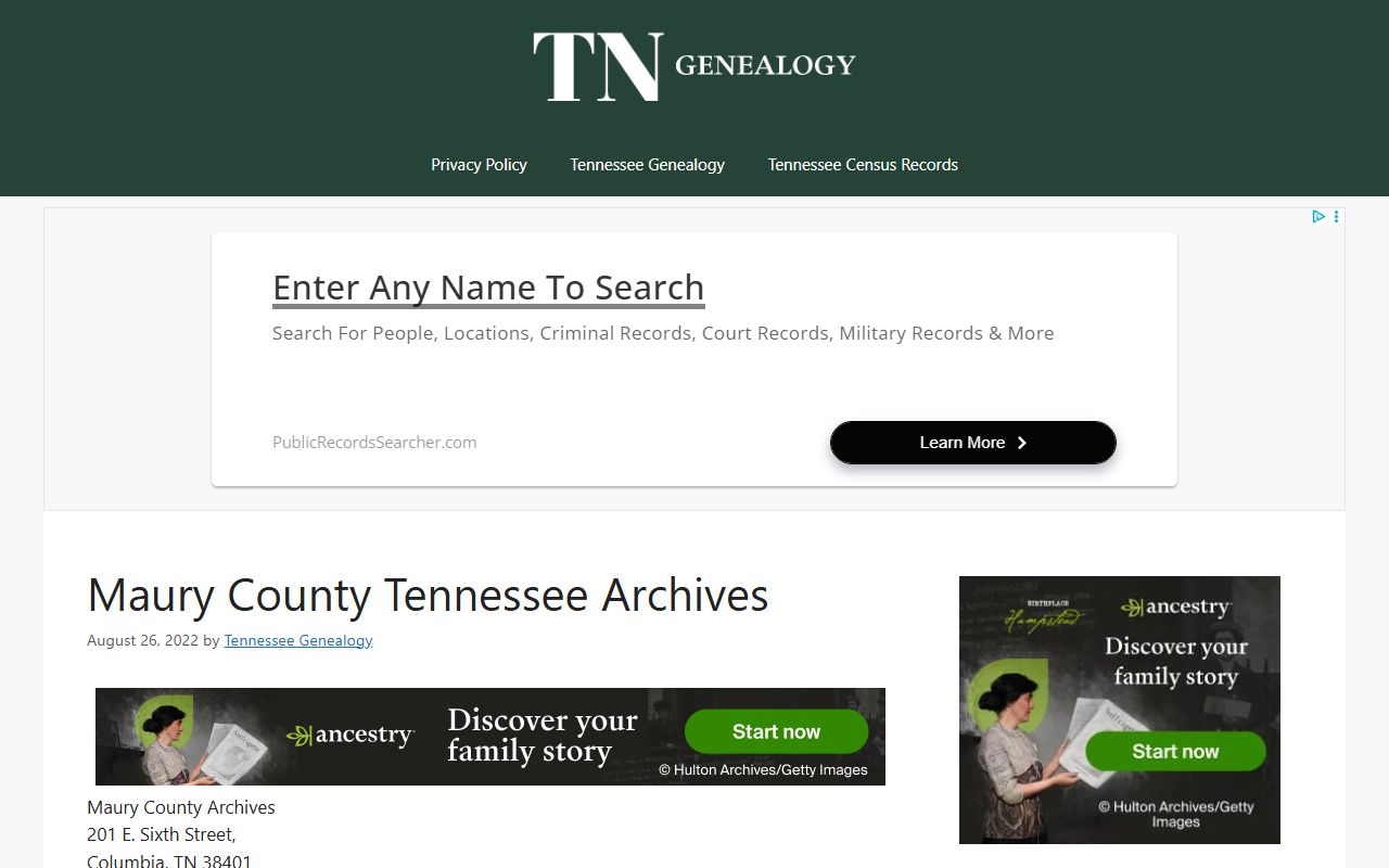 Maury County obituary records on Maury County Archives