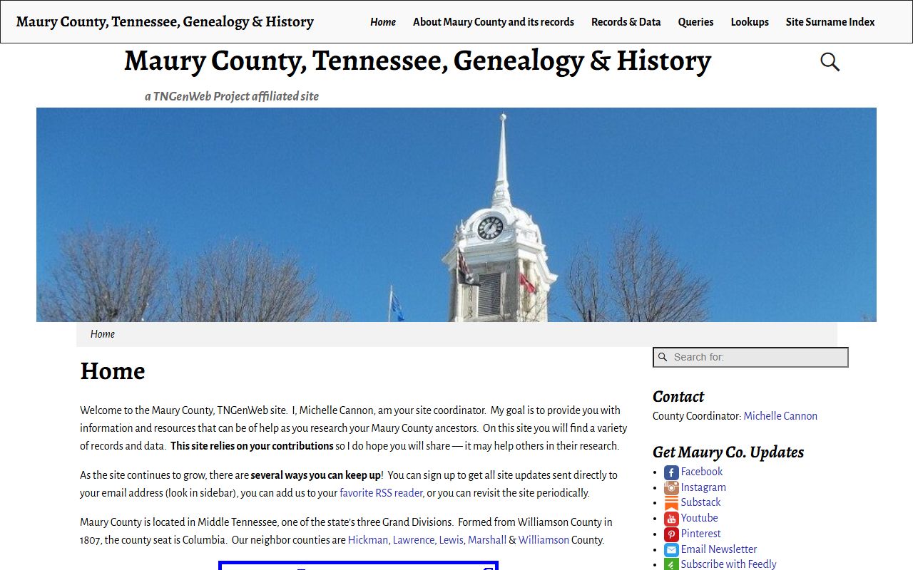 Maury County obituary records on Maury County TNGenWeb
