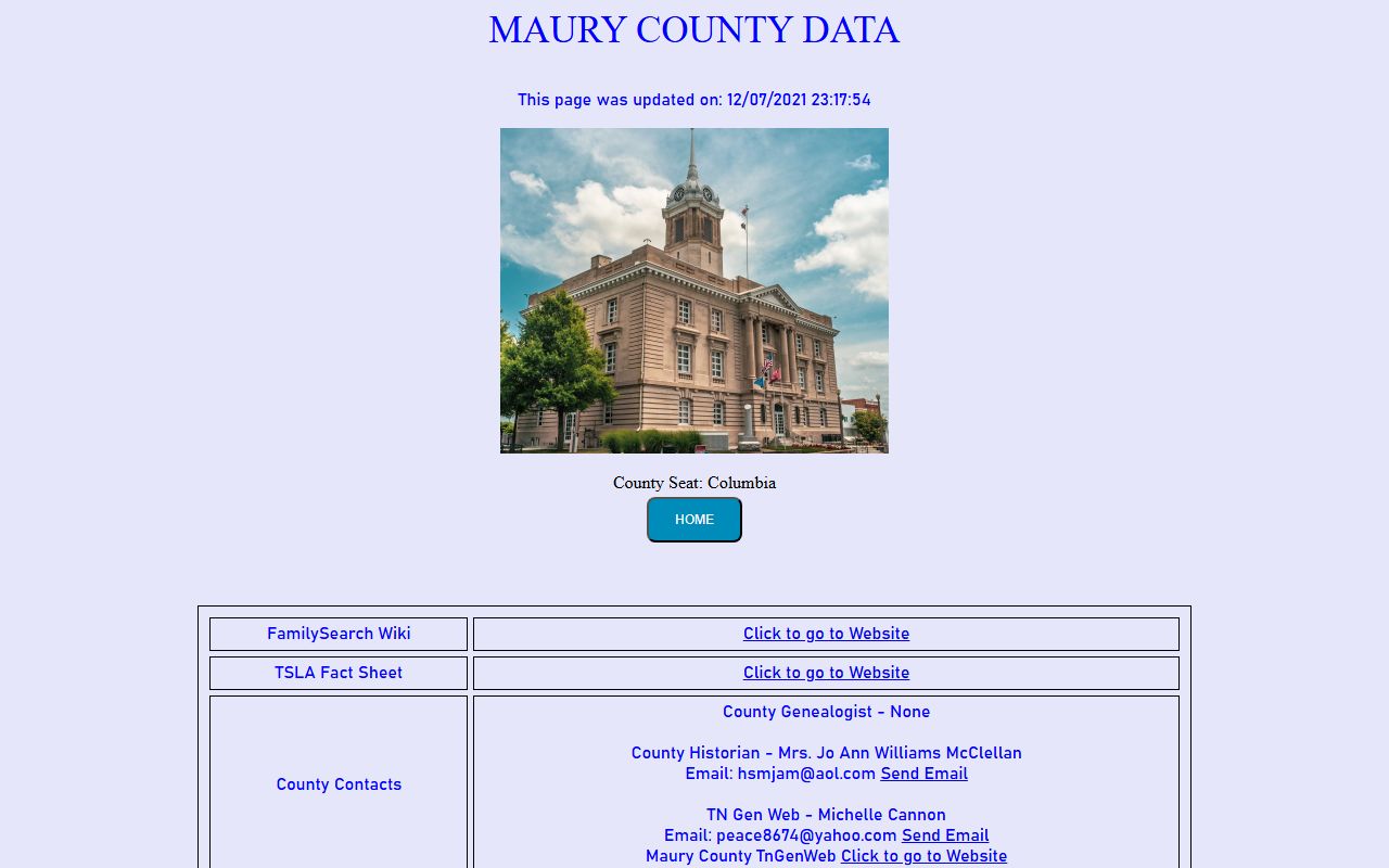 Maury County obituary records on the Tennessee Genealogical Society county page