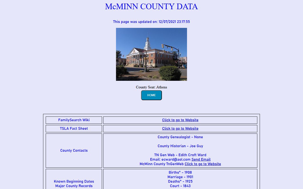 McMinn County obituary records on the Tennessee Genealogical Society county page
