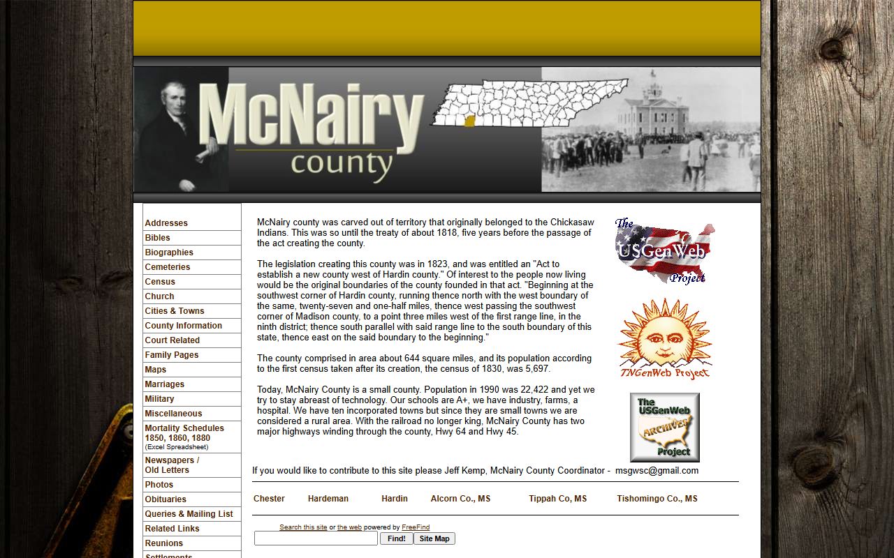 McNairy County obituary records on the TNGenWeb county page
