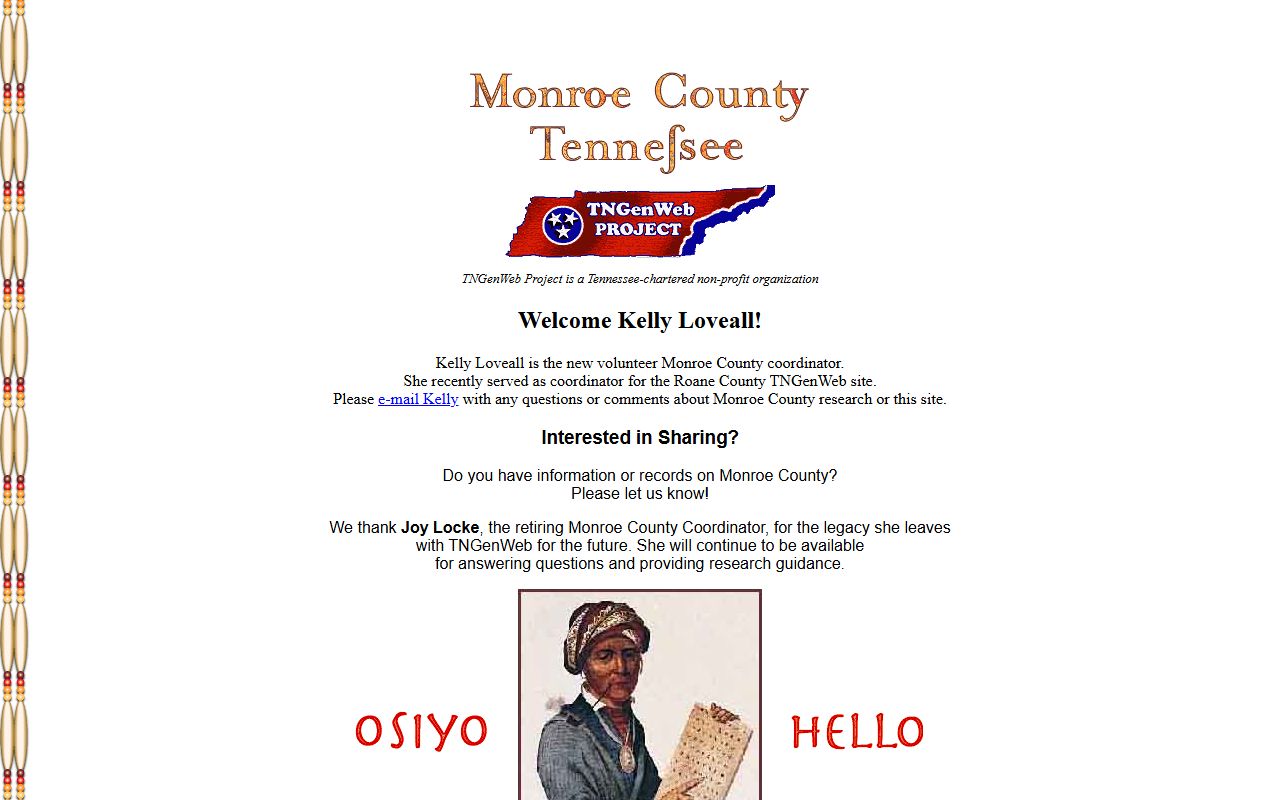 Monroe County obituary records on the TNGenWeb county page