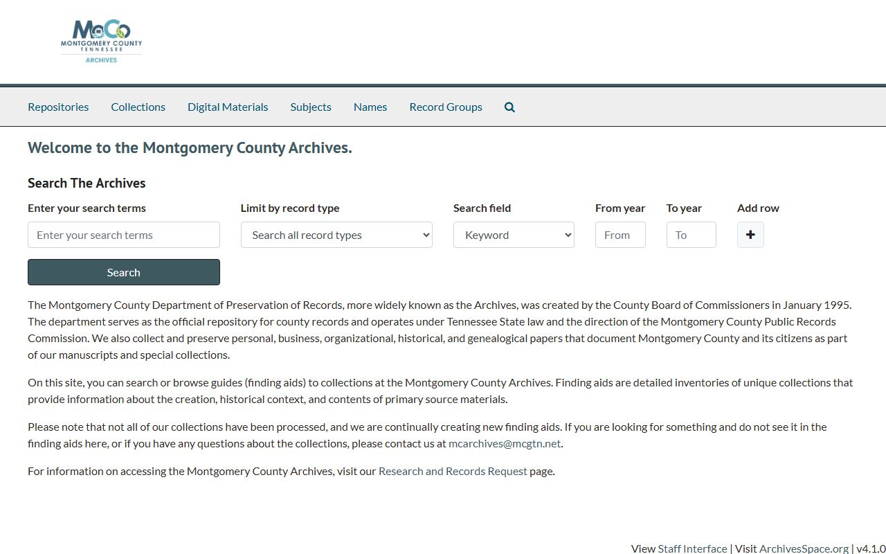 Montgomery County obituary records at Montgomery County Archives