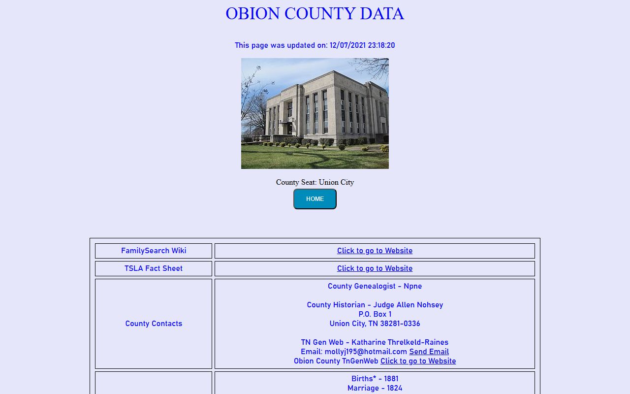 Obion County obituary records at Tennessee Genealogical Society county page