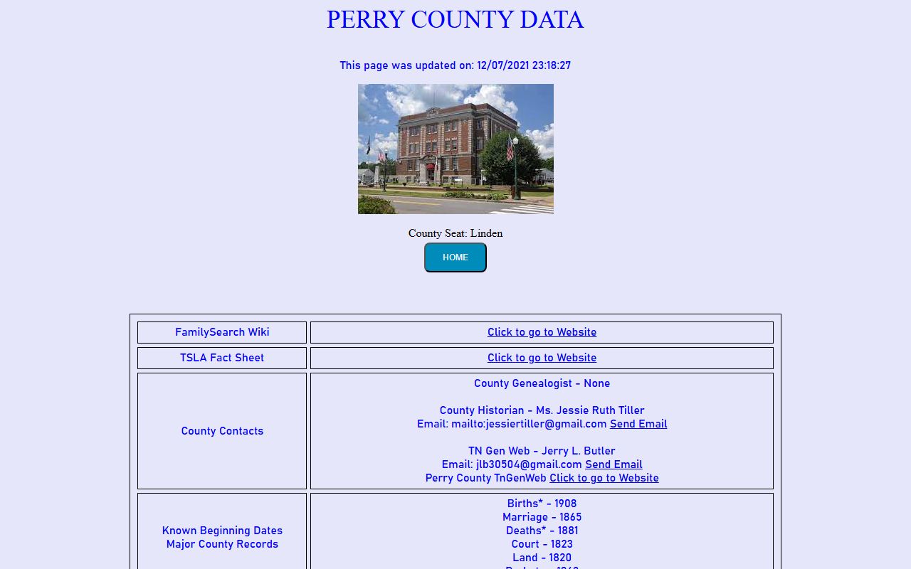 Perry County obituary records on the Tennessee Genealogical Society county page