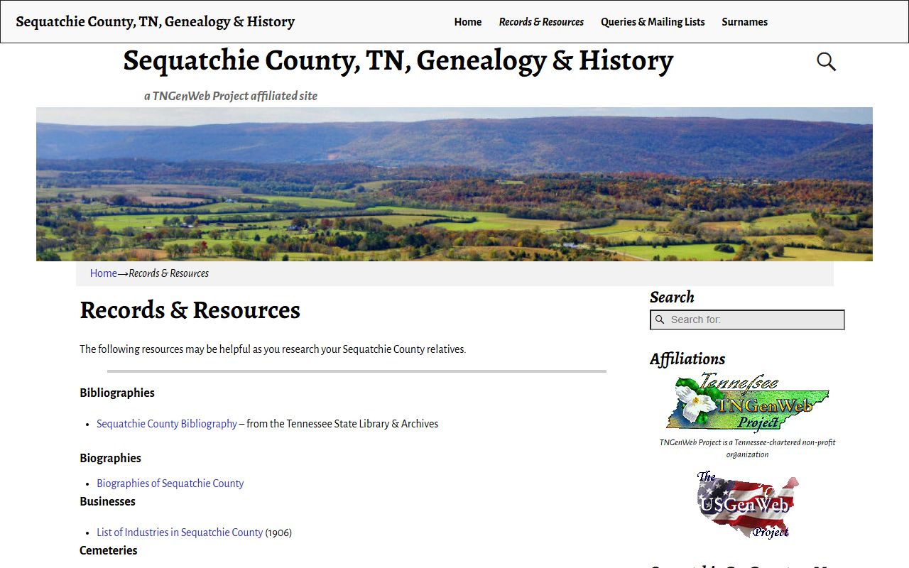 Sequatchie County obituary records on Sequatchie County records page