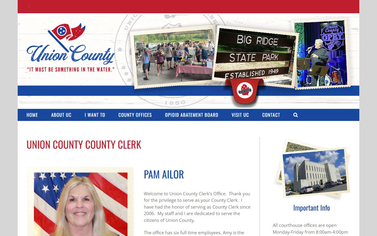 Union County obituary records on the county clerk page