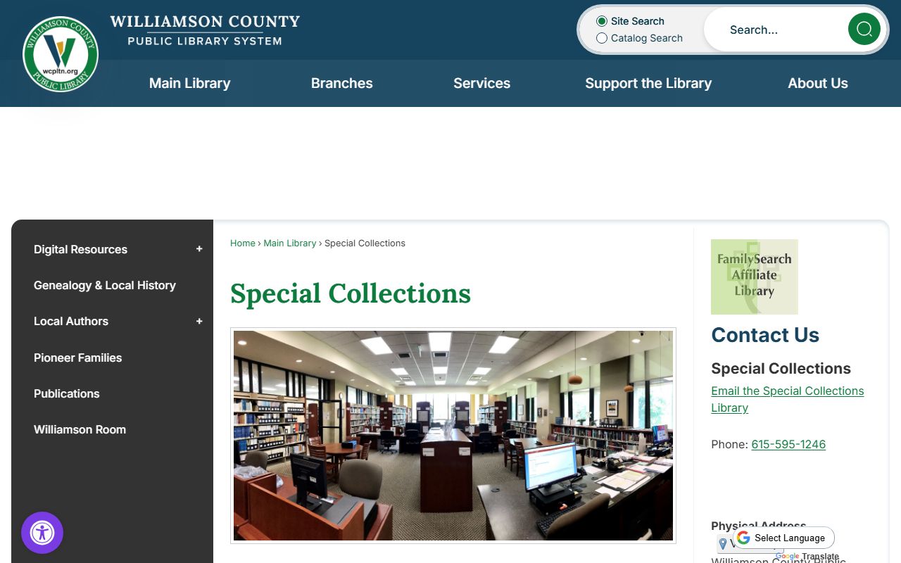 Williamson County Library Special Collections obituary records