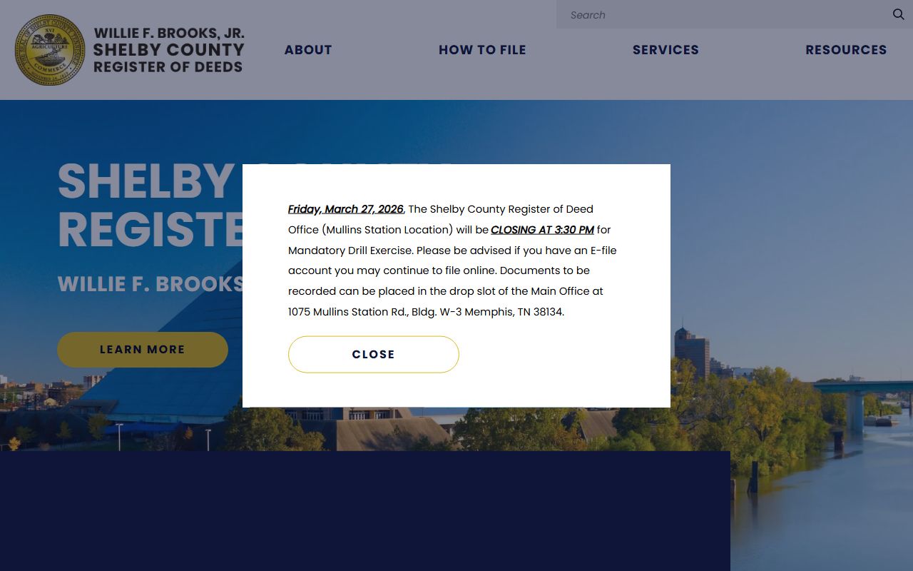 Tennessee obituary support through the Shelby County Register statewide death index